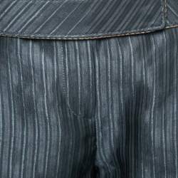 Pre Owned Emporio Armani Dark Grey Silk & Linen Button Front Jacket & Pant Suit M