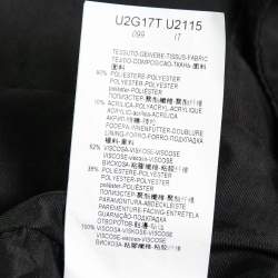 Pre Owned Emporio Armani Navy Blue Contrast Jacquard Patterned Jacket & Pleated Skirt Set S