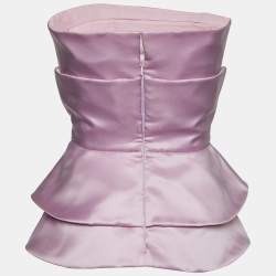 Pre Owned Emporio Armani Pink Silk Satin Strapless Top M
