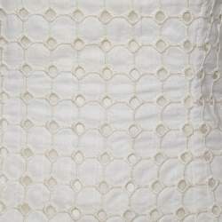 Pre Owned Emporio Armani White Embroidered Cutwork Cotton Strapless Mini Dress S