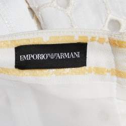 Pre Owned Emporio Armani White Embroidered Cutwork Cotton Strapless Mini Dress S