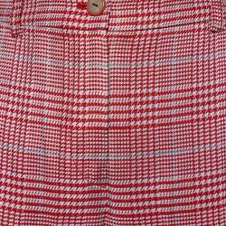 Pre Owned Emporio Armani Red Houndstooth Pattern Crepe Trousers S