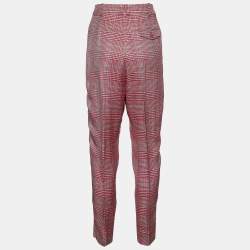 Pre Owned Emporio Armani Red Houndstooth Pattern Crepe Trousers S