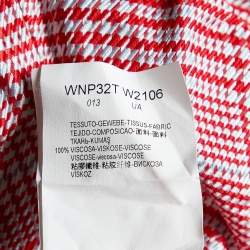 Pre Owned Emporio Armani Red Houndstooth Pattern Crepe Trousers S