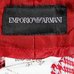 Pre Owned Emporio Armani Red Houndstooth Pattern Crepe Trousers S
