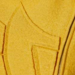 Pre Owned Emporio Armani Yellow Wool Applique Detail Zip Up Jacket L