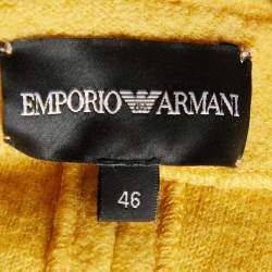 Pre Owned Emporio Armani Yellow Wool Applique Detail Zip Up Jacket L