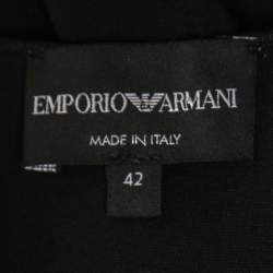 Pre Owned Emporio Armani Black Knit Trim Detail Sleeveless Skater Dress M