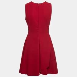 Pre Owned Emporio Armani Red Crepe Sleeveless Flared Dress M