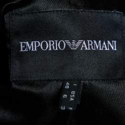 Pre Owned Emporio Armani Black Faux Fur Rib Waist Zip Front Dress S