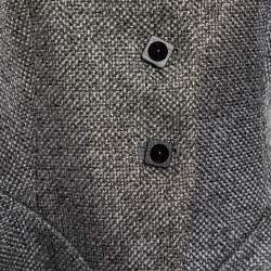 Pre Owned Emporio Armani Grey Wool Blend Button Front Cropped Blazer M