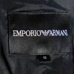 Pre Owned Emporio Armani Grey Wool Blend Button Front Cropped Blazer M