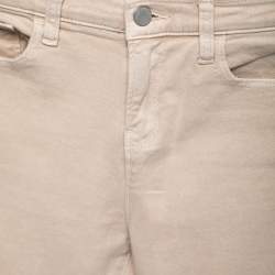 Emporio Armani Beige Denim Logo Embroidered Skinny Jeans Waist 29"
