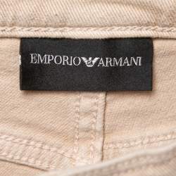 Emporio Armani Beige Denim Logo Embroidered Skinny Jeans Waist 29"