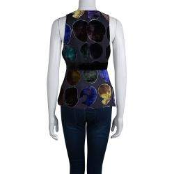 Pre Owned  Emporio Armani Multicolor Devore Abstract Print Bow Detail Sleeveless Top S