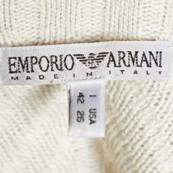 Pre Owned Emporio Armani Beige Wool & Cashmere High Neck Sweater M
