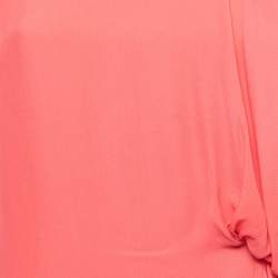 Pre Owned Emporio Armani Salmon Pink Silk Draped Detail Midi Dress M