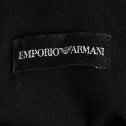 Pre Owned Emporio Armani Black & White Patterned Cotton Sheath Dress S