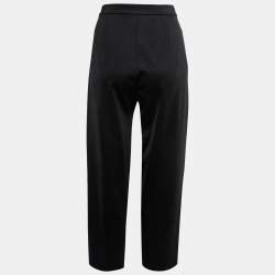 Pre Owned Emporio Armani Black Knit Front Pleat Wide Leg Trousers M
