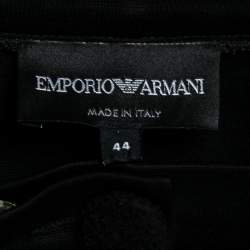 Pre Owned Emporio Armani Black Knit Front Pleat Wide Leg Trousers M