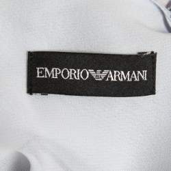 Emporio Armani Light Blue Printed Silk Draped Top S
