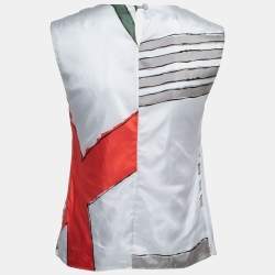 Emporio Armani Light Blue Printed Silk Draped Top S