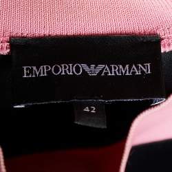 Pre Owned Emporio Armani Black Neoprene Logo Embellished Sweatshirt M