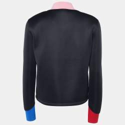 Pre Owned Emporio Armani Black Neoprene Logo Embellished Sweatshirt M