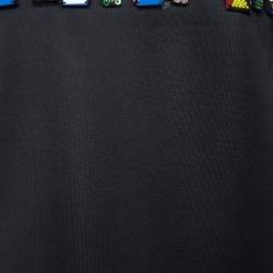 Pre Owned Emporio Armani Black Neoprene Logo Embellished Sweatshirt M