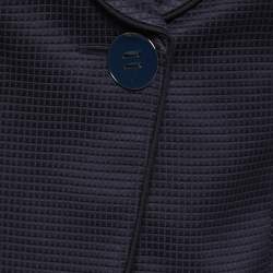 Pre Owned Emporio Armani Navy Blue Jacquard Single-Button Blazer M