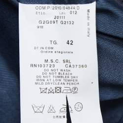 Pre Owned Emporio Armani Navy Blue Jacquard Single-Button Blazer M