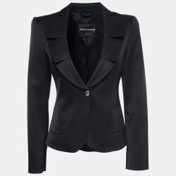 Emporio Armani Black Wool Crepe Ruffled Blazer M Emporio Armani | TLC