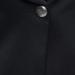 Pre Owned Emporio Armani Black Wool Crepe Ruffled Blazer M