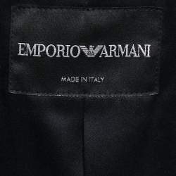 Pre Owned Emporio Armani Black Wool Crepe Ruffled Blazer M