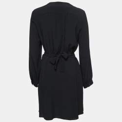 Pre Owned Emporio Armani Black/Red Crepe Pleated A Line Dress M