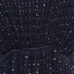 Pre Owned Emporio Armani Dark Blue Silk Embellished Sleeveless Dress S