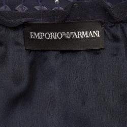 Pre Owned Emporio Armani Dark Blue Silk Embellished Sleeveless Dress S
