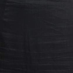 Pre Owned Emporio Armani Vintage Black Linen Maxi Skirt M