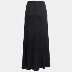 Pre Owned Emporio Armani Vintage Black Linen Maxi Skirt M