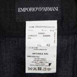 Pre Owned Emporio Armani Vintage Black Linen Maxi Skirt M