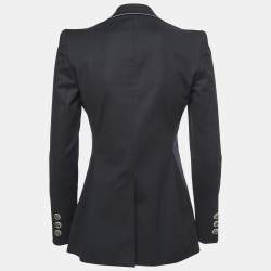 Pre Owned Emporio Armani Vintage Black Stretch Cotton Single-Button Blazer S