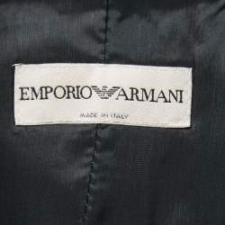 Pre Owned Emporio Armani Vintage Black Stretch Cotton Single-Button Blazer S