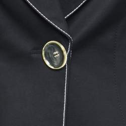 Pre Owned Emporio Armani Vintage Black Stretch Cotton Single-Button Blazer S