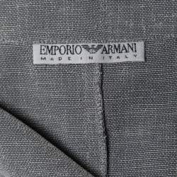 Pre Owned Emporio Armani Grey Textured Belted Jacket S