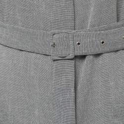 Pre Owned Emporio Armani Grey Textured Belted Jacket S