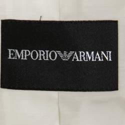Pre Owned Emporio Armani Vintage Cream Cotton Blend Ruched Detail Blazer M