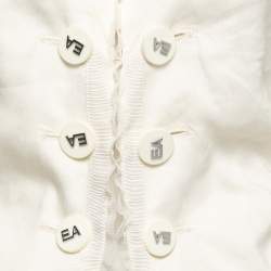 Pre Owned Emporio Armani Vintage Cream Cotton Blend Ruched Detail Blazer M