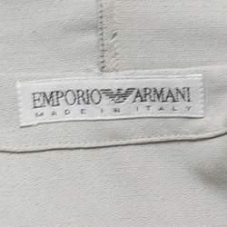 Pre Owned Emporio Armani Grey Textured Button Down Hoodie Jacket S