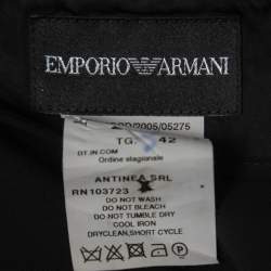 Pre Owned Emporio Armani Black Satin Wrap Maxi Skirt M