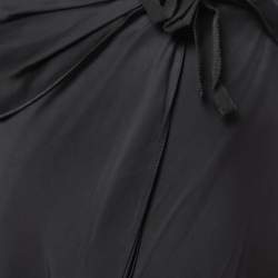 Pre Owned Emporio Armani Black Satin Wrap Maxi Skirt M